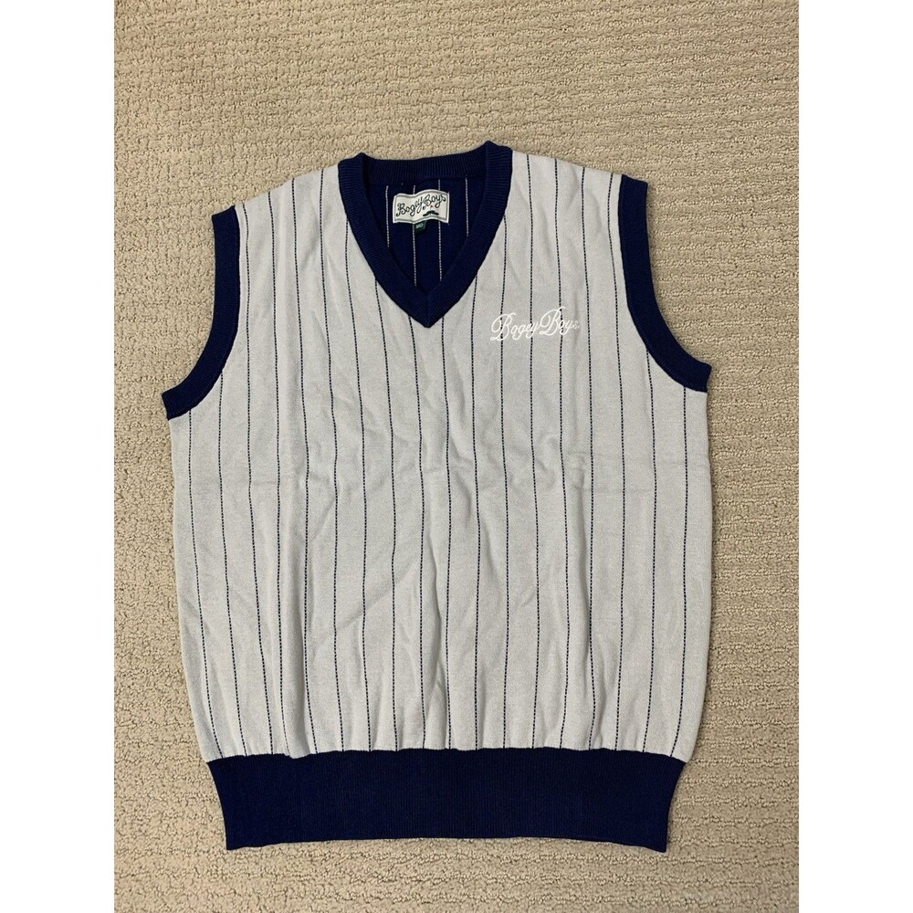 Classic V-Neck Sweater in Blue and Gray